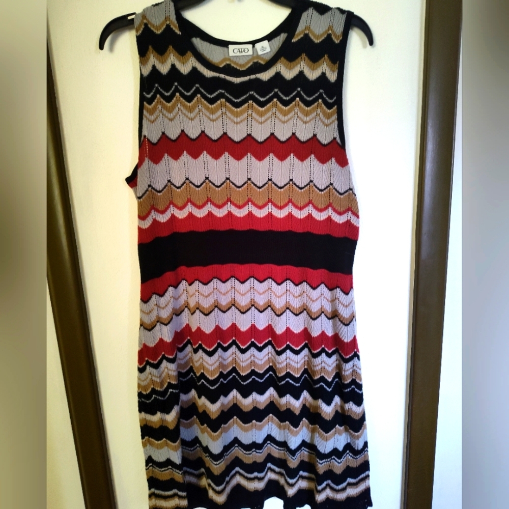 Cato sleeveless sweater dress, Chevron pattern, xl